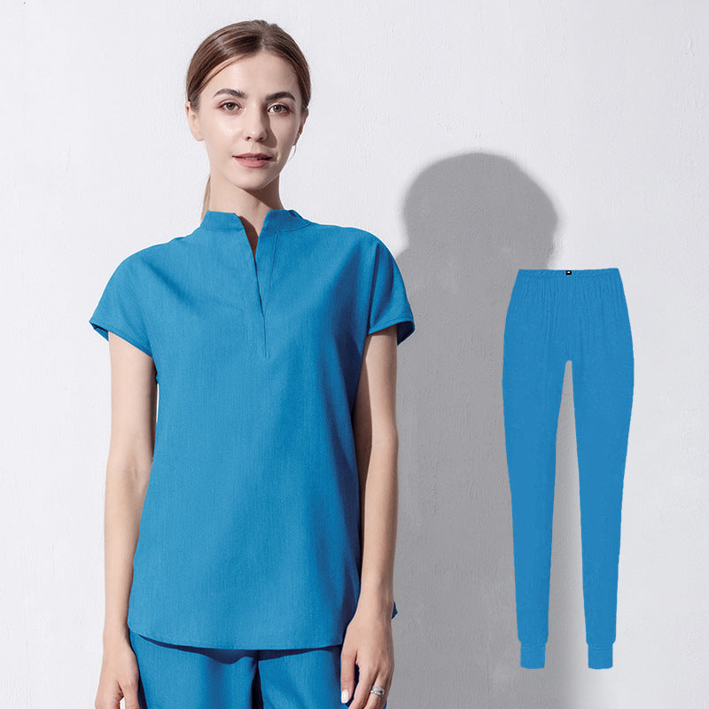 Scrubs Set for Women Nurse Uniform Jogger Suit Stretch Top & Pants with Multi Pocket