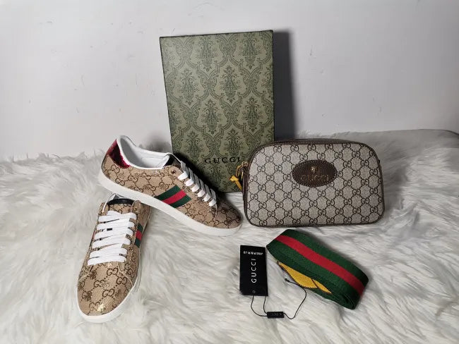 Gucci Monogram Crossbody Bag & Matching Shoes Set – Luxury Designer Combo