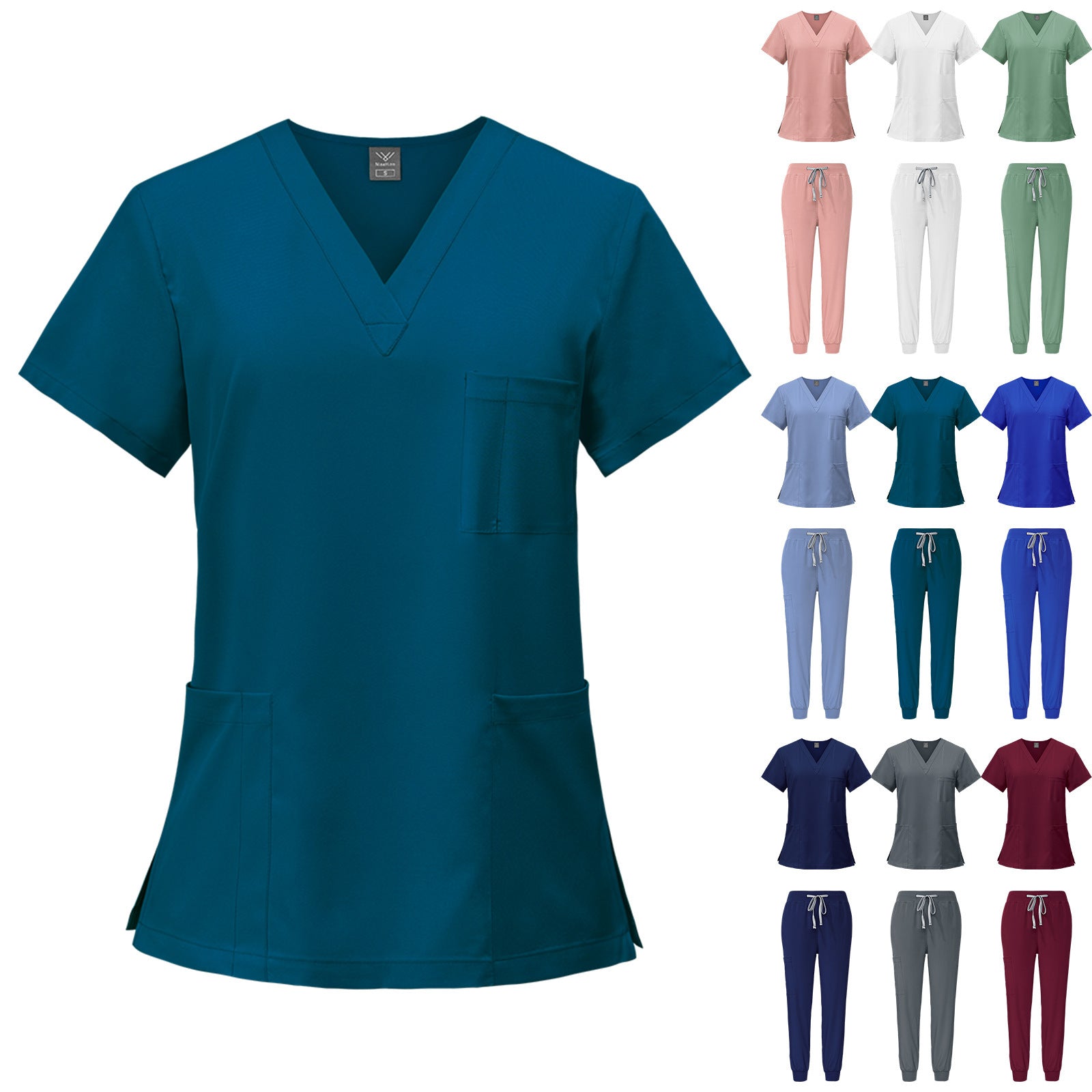 Scrubs for Women Set - Stretch V - Neck Scrub Top & Jogger - Mothscrubs