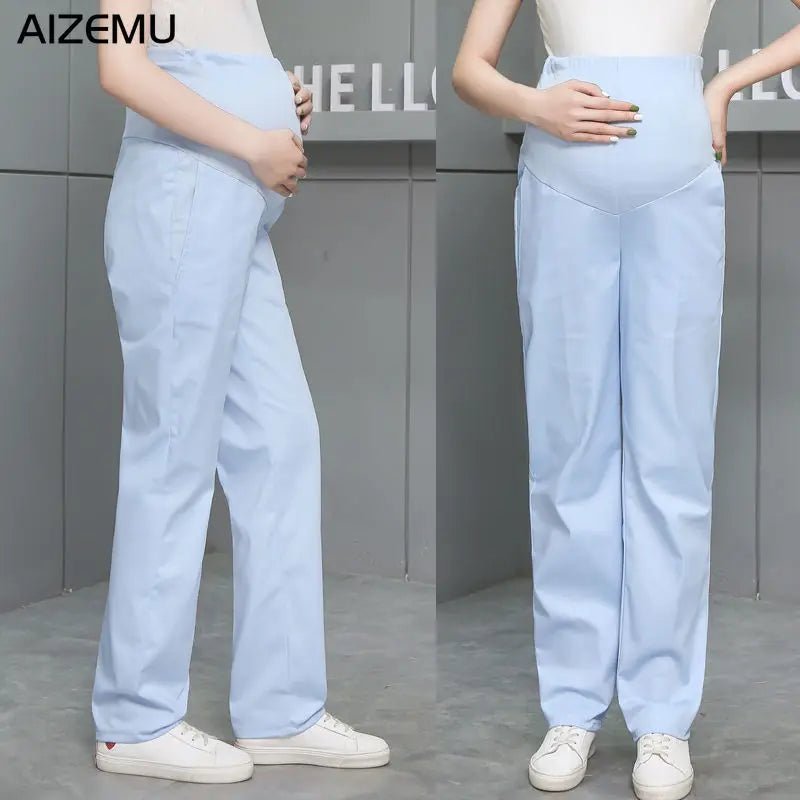 Maternity Loose Nurse Pants Breathable Solid Color Work Pants Doctor Nurse Uniform Pants - Mothscrubs